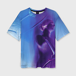 Женская футболка оверсайз Абстрактные краски и тень - Синий
