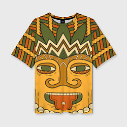 Женская футболка оверсайз Polynesian tiki CHILLING