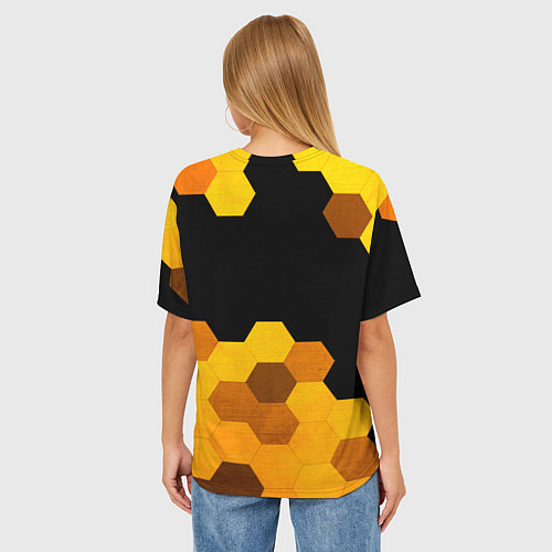 Женская футболка оверсайз Apex Legends - gold gradient: символ сверху / 3D-принт – фото 4