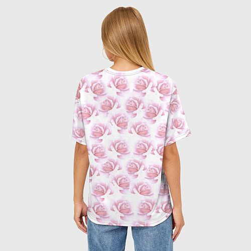Женская футболка оверсайз Нежные розы - паттерн / 3D-принт – фото 4