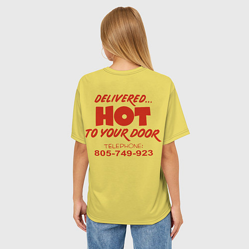 Женская футболка оверсайз Stranger Things 4 - Surfer boy pizza / 3D-принт – фото 4