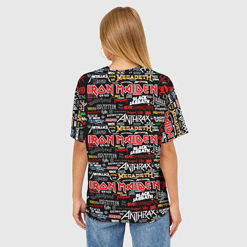 Женская футболка оверсайз Popular musical rock bands / 3D-принт – фото 4