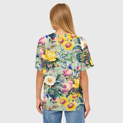 Женская футболка оверсайз Солнечные Цветы / 3D-принт – фото 4