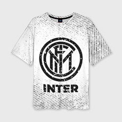 Женская футболка оверсайз Inter с потертостями на светлом фоне