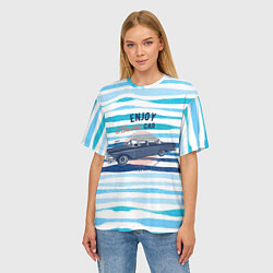 Футболка оверсайз женская Enjoy blue classic car, цвет: 3D-принт — фото 2