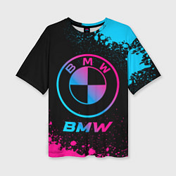 Футболка оверсайз женская BMW - neon gradient, цвет: 3D-принт