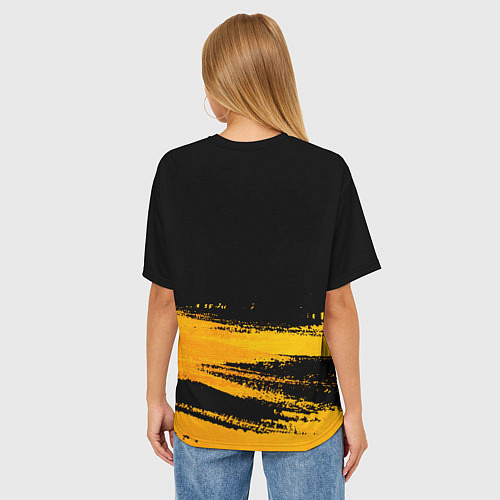 Женская футболка оверсайз Evanescence - gold gradient: символ сверху / 3D-принт – фото 4