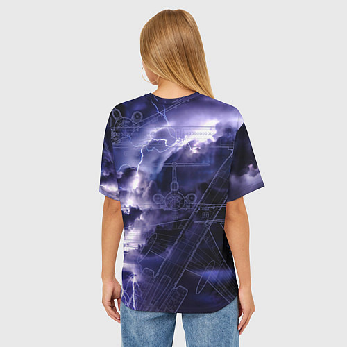 Женская футболка оверсайз Ту-154 Ночные полет / 3D-принт – фото 4