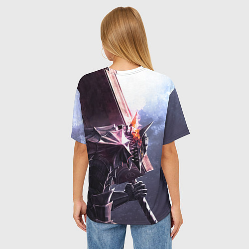 Женская футболка оверсайз Берсерк С Мечечём На Плече / 3D-принт – фото 4