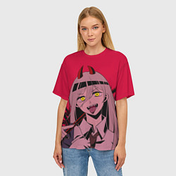 Футболка оверсайз женская Человек-бензопила : Паэур с рожками, цвет: 3D-принт — фото 2