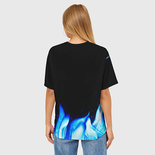 Женская футболка оверсайз Nickelback blue fire / 3D-принт – фото 4