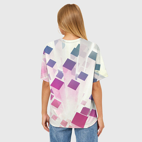 Женская футболка оверсайз Неоновый эквалайзер-негатив / 3D-принт – фото 4
