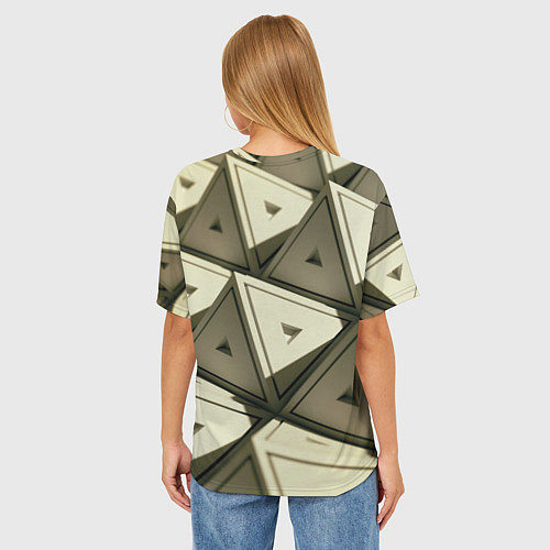 Женская футболка оверсайз 3D иллюзия-пирамиды / 3D-принт – фото 4