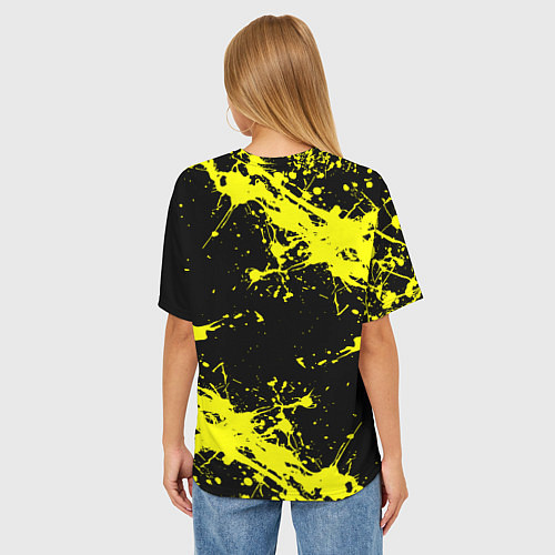 Женская футболка оверсайз Хагги Вагги желтые брызги краски / 3D-принт – фото 4