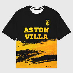 Футболка оверсайз женская Aston Villa - gold gradient: символ сверху, цвет: 3D-принт