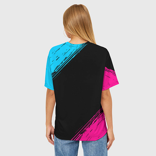 Женская футболка оверсайз Borussia - neon gradient / 3D-принт – фото 4
