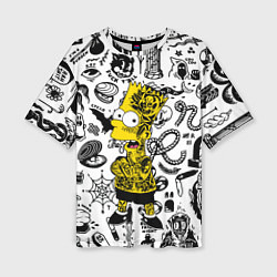 Футболка оверсайз женская Барт Симпсон весь в татухах - Hype, цвет: 3D-принт