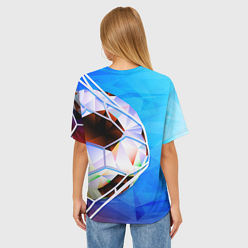 Женская футболка оверсайз Футбольный мяч в сетке ворот / 3D-принт – фото 4