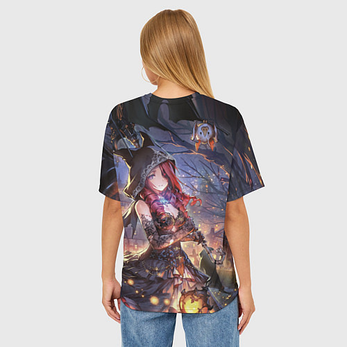 Женская футболка оверсайз Молодая ведьма с косой / 3D-принт – фото 4