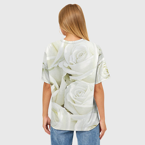 Женская футболка оверсайз Юрий Шатунов на фоне белых роз / 3D-принт – фото 4