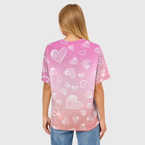 Женская футболка оверсайз Свинка с большими ушами и с бабочкой / 3D-принт – фото 4