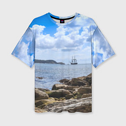 Футболка оверсайз женская Парусник на горизонте океана, цвет: 3D-принт