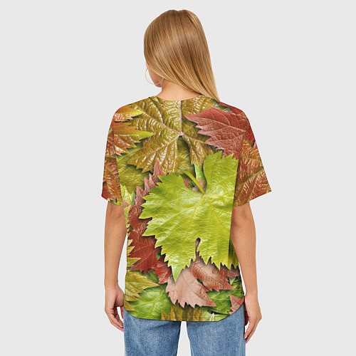 Женская футболка оверсайз Осенние листья клёна - паттерн / 3D-принт – фото 4