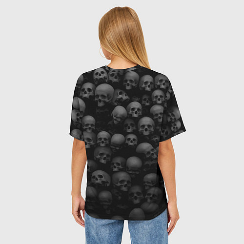Женская футболка оверсайз Композиция из черепов - Dark / 3D-принт – фото 4