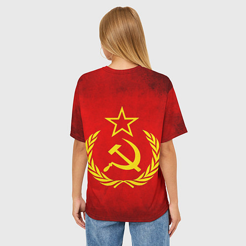 Женская футболка оверсайз СССР - старый флаг / 3D-принт – фото 4