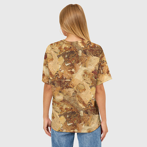 Женская футболка оверсайз Натуральные древесные стружки опилки / 3D-принт – фото 4