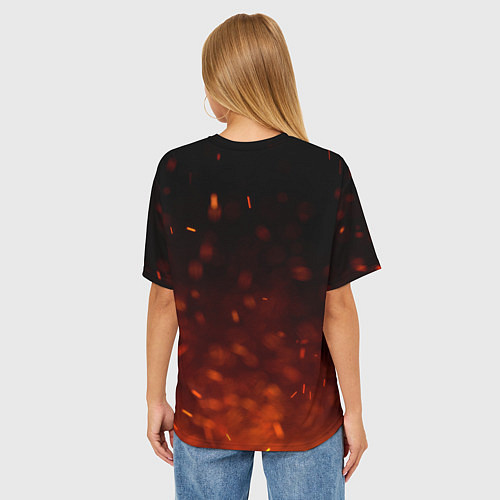 Женская футболка оверсайз Гитара - пламя / 3D-принт – фото 4