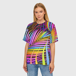 Футболка оверсайз женская Радужные листья, цвет: 3D-принт — фото 2