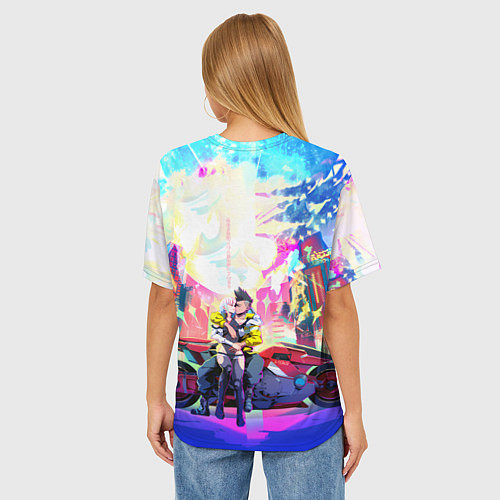 Женская футболка оверсайз Cyberpunk Edgerunners Люси и Дэвид / 3D-принт – фото 4