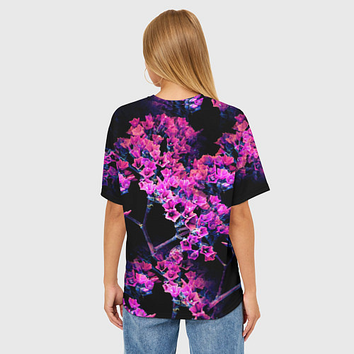 Женская футболка оверсайз Цветочки арт / 3D-принт – фото 4