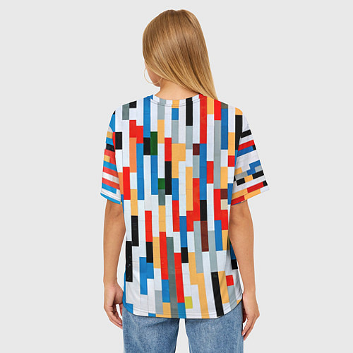 Женская футболка оверсайз Геометрическое множество разноцветных блоков / 3D-принт – фото 4