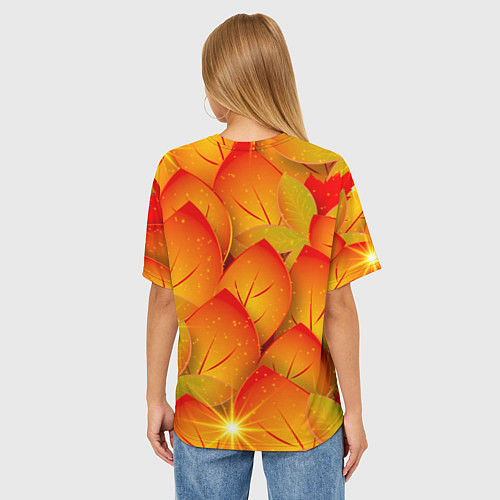 Женская футболка оверсайз Осенние желтые листья / 3D-принт – фото 4