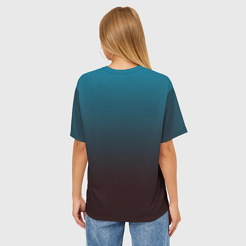 Женская футболка оверсайз Девушка в образе санта муэрте с макияжем сахарный / 3D-принт – фото 4