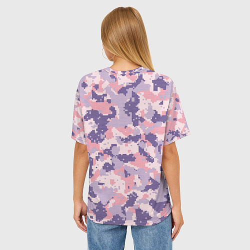 Женская футболка оверсайз Цифровой камуфляж - сине-фиолетовый / 3D-принт – фото 4