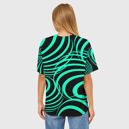 Женская футболка оверсайз Зелёные полоски / 3D-принт – фото 4