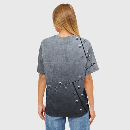 Женская футболка оверсайз Стальные пластины / 3D-принт – фото 4