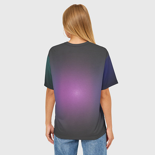 Женская футболка оверсайз Stray logo neon / 3D-принт – фото 4