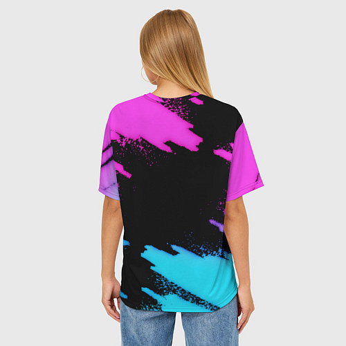 Женская футболка оверсайз Stray neon / 3D-принт – фото 4