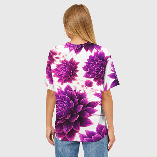 Женская футболка оверсайз Яркие цветочные бутоны / 3D-принт – фото 4