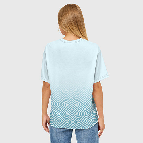Женская футболка оверсайз Светло-голубые узоры / 3D-принт – фото 4