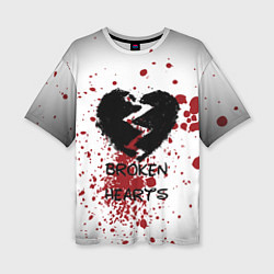Женская футболка оверсайз Разбитое черное сердце