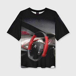 Футболка оверсайз женская Ситроен - салон - Steering wheel, цвет: 3D-принт