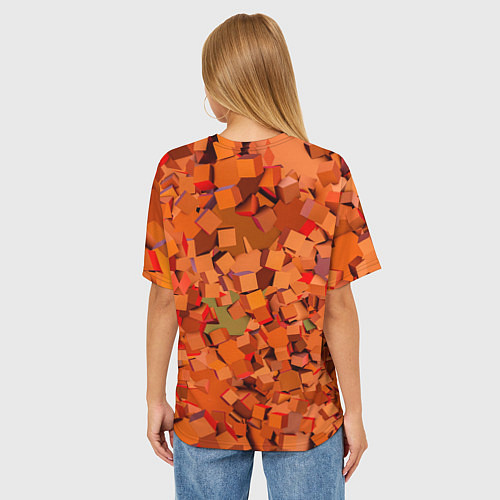 Женская футболка оверсайз Оранжевые кубы в абстракции / 3D-принт – фото 4