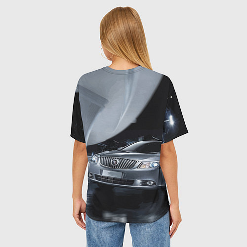 Женская футболка оверсайз Buick в ночном городе / 3D-принт – фото 4