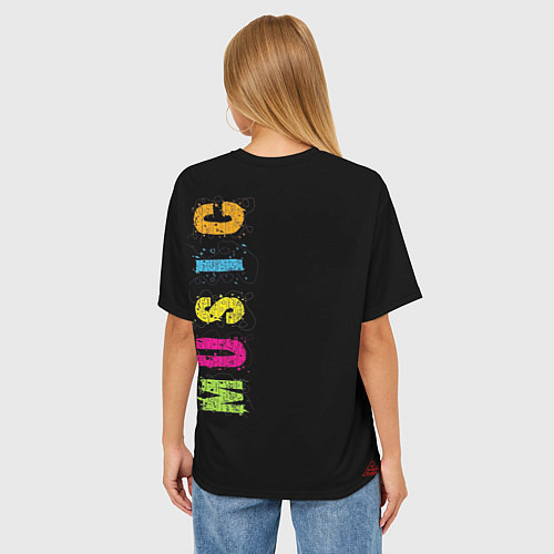 Женская футболка оверсайз Music разноцветная музыка / 3D-принт – фото 4