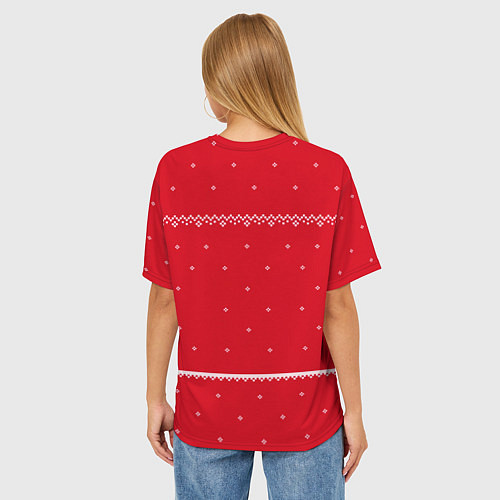 Женская футболка оверсайз Майнкрафт : Новогодний свитер / 3D-принт – фото 4